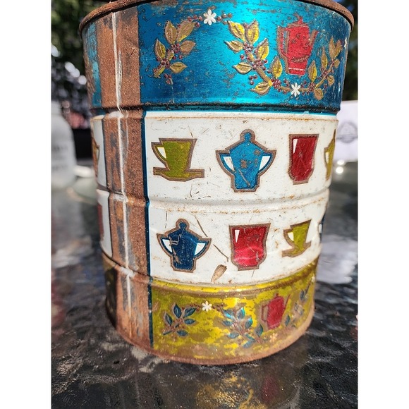 Vtg 70's Folgers Butternut Coffee Can Tin Metallic Shiny Colors Bright no Lid - Picture 3 of 6